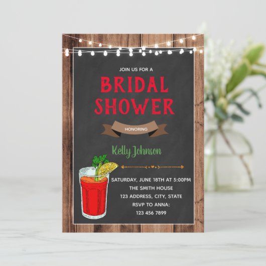 Bloody Mary vrijgezellenfeest feestuitnodiging Kaart (Staand voorkant)