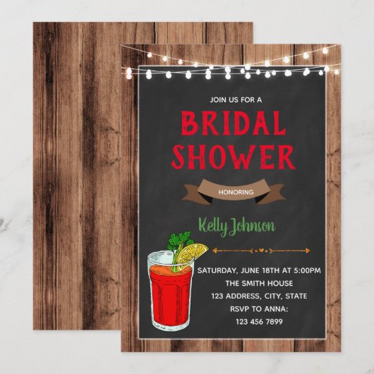 Bloody Mary vrijgezellenfeest feestuitnodiging Kaart (Voorkant / Achterkant)