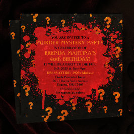 Bloody Murder Mystery Party Invitation Kaart
