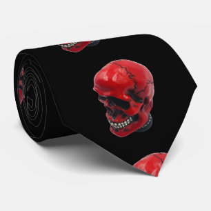 Bloody Red Skull op Black Halloween Stropdas