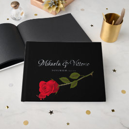 Bloody Roos Elegant Zwart Gotisch Bruiloft Gastenboek