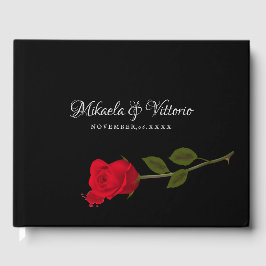 Bloody Roos Elegant Zwart Gotisch Bruiloft Gastenboek