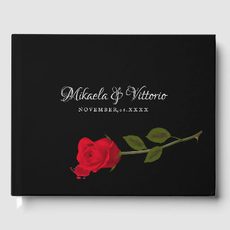 Bloody Roos Elegant Zwart Gotisch Bruiloft Gastenboek
