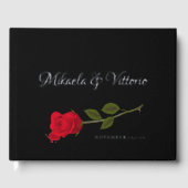 Bloody Roos Elegant Zwart Gotisch Bruiloft Gastenboek (Voorkant)
