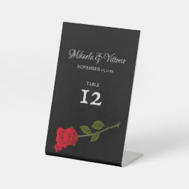 Bloody Roos Elegant Zwart Gotisch Bruiloft Reclamebord Met Voetstuk
