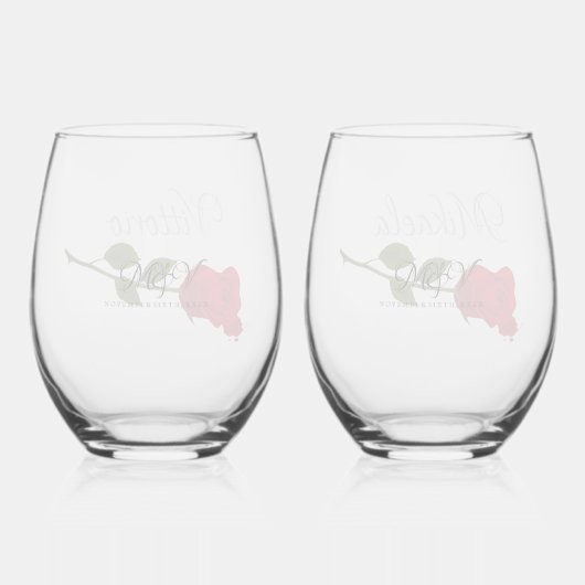 Bloody Roos Elegant Zwart Gotisch Bruiloft Wijnglas Zonder Voet (Achterkant)