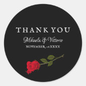Bloody Roos elegante zwarte gotische bruiloft Dank Ronde Sticker (Voorkant)