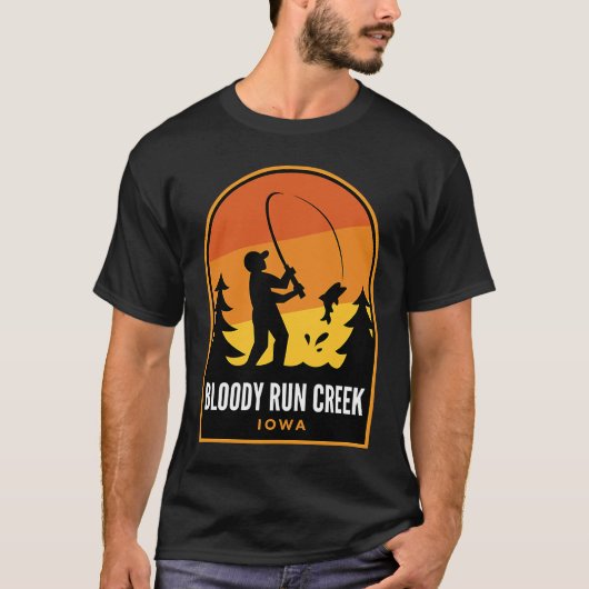 Bloody Run Creek Iowa Fishing T-shirt (Voorkant)