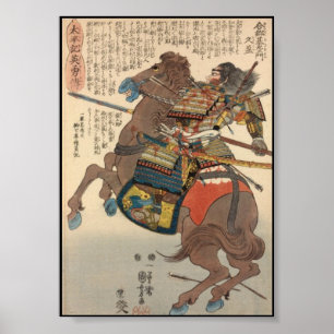 Bloody Samurai in Full Armor op een paard c.1848 Poster
