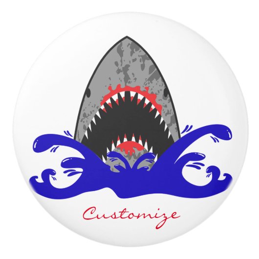 Bloody Shark Jaws Thunder_Cove Keramische Knop (Voorkant)