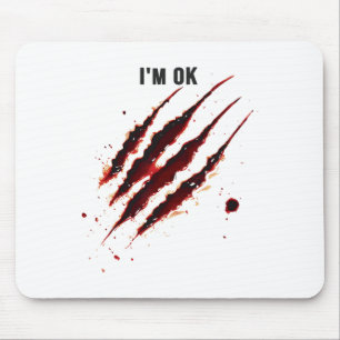 Bloody Shirt I'm Ok Blood Splatter Ripped Funny Ha Muismat