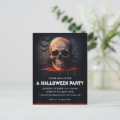 Bloody Skull Halloween Party Invitation Postcard Briefkaart (Staand voorkant)