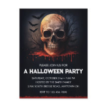 Bloody Skull Halloween Party Invitation Postcard
