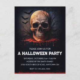 Bloody Skull Halloween Party Invitation Postcard Briefkaart