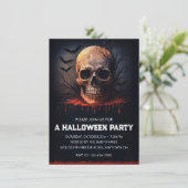 Bloody Skull Halloween Party Kaart (Staand voorkant)