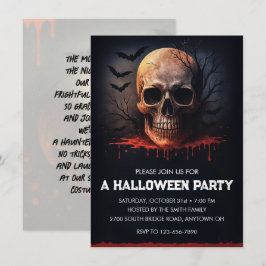 Bloody Skull Halloween Party Kaart