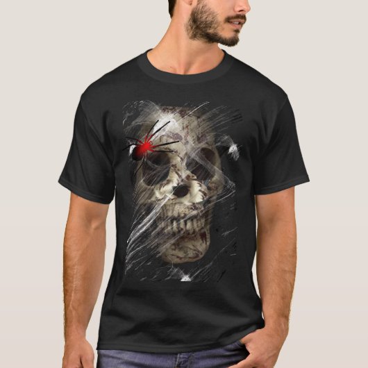 Bloody Skull Shirt - Gothic Spider Web Graphic T-s (Voorkant)
