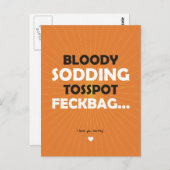 Bloody Sodding Tosspot Feckbag Briefkaart (Voorkant / Achterkant)
