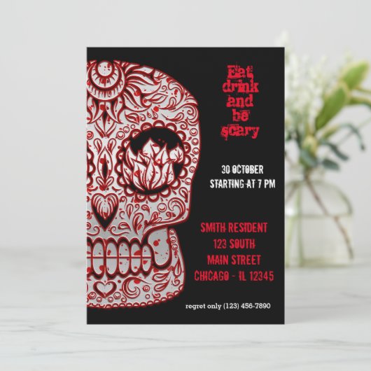 Bloody Sugar Skull Kaart (Staand voorkant)