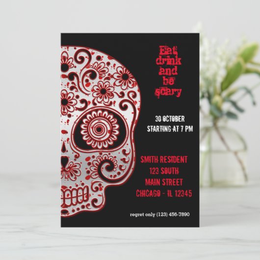 Bloody Sugar Skull Kaart (Staand voorkant)