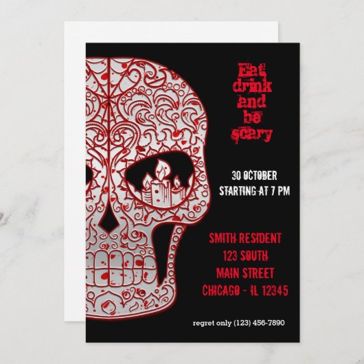 Bloody Sugar Skull Kaart (Voorkant / Achterkant)