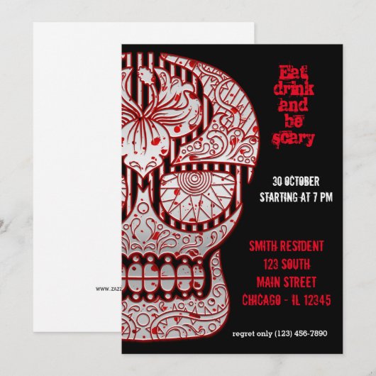 Bloody Sugar Skull Kaart (Voorkant / Achterkant)