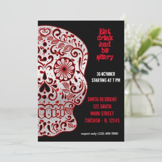 Bloody Sugar Skull Kaart (Staand voorkant)