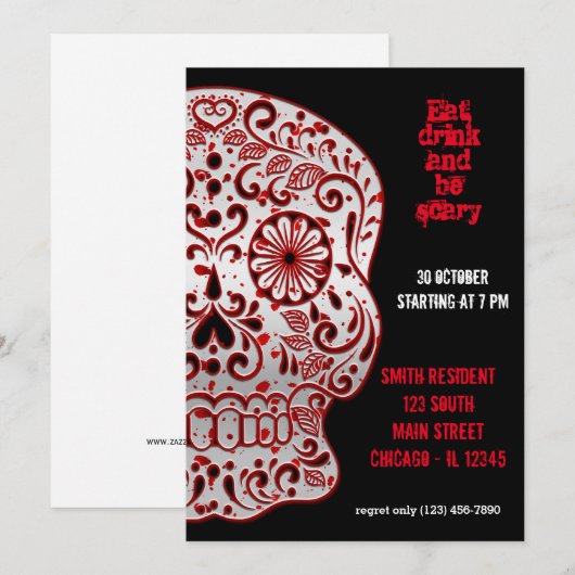 Bloody Sugar Skull Kaart (Voorkant / Achterkant)