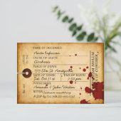 Bloody Toe Label Halloween Antiek Grunge Asylum Kaart (Staand voorkant)