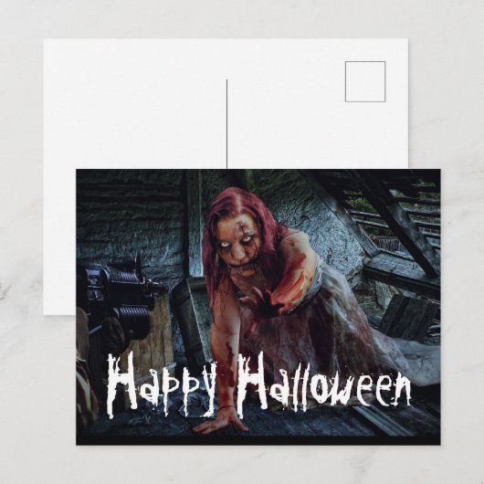 Bloody Zombie Briefkaart (Voorkant / Achterkant)