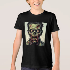 Bloody Zombie Face Comic Pop Art Halloween Tri-Blend Shirt