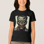 Bloody Zombie Face Comic Pop Art Halloween Tri-Blend Shirt (Voorkant)