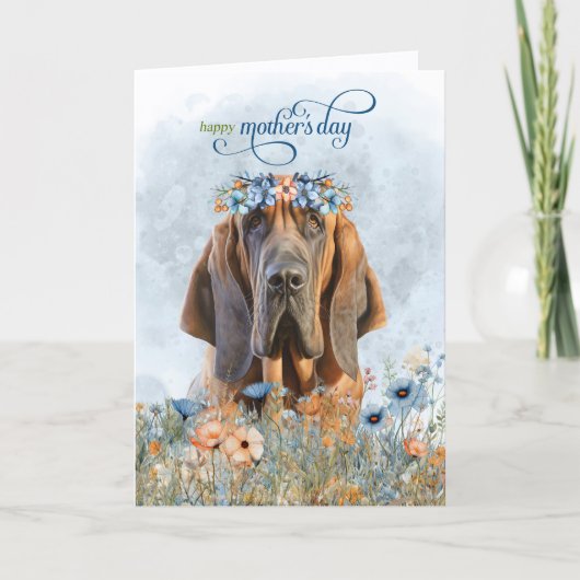 Bloohound Dog Wildflowers Mother's Day Feestdagen Kaart (Voorkant)