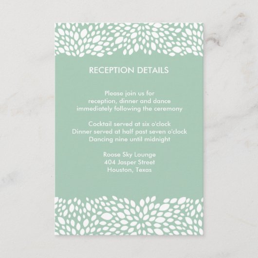 Bloom Aanpasbare Ontvangst/Regie Trouwfeest Informatiekaartje (Voorkant)