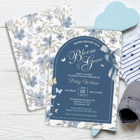 Bloom and Grow Baby shower Invitation Kaart