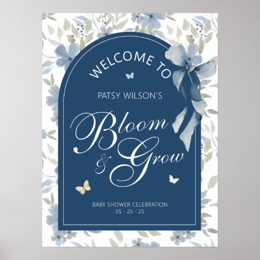 Bloom and Grow Baby shower Welkom Teken Poster (Voorkant)