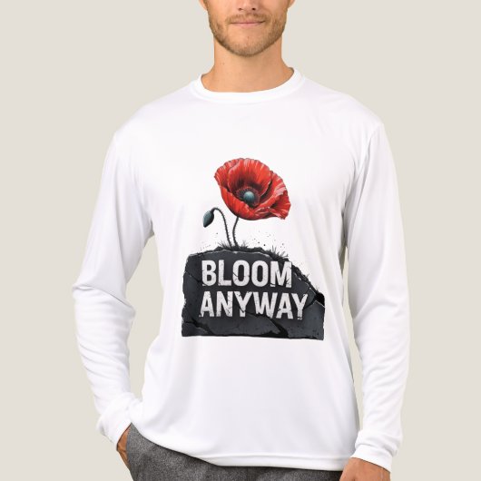 "Bloom Anyway" Inspirerende Poppy Flower Tri-Blend Shirt (Voorkant volledig)