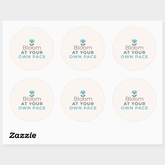 Bloom at Your Own Pace Minimal Motivational Sticke Ronde Sticker (Vel)