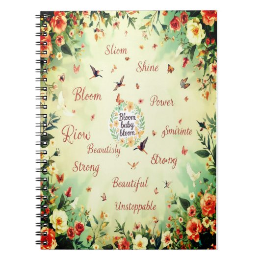 Bloom Baby Bloom - Floral Notebook Notitieboek (Voorkant)