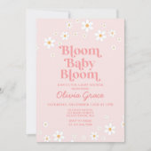 Bloom Baby Bloom Pink Daisy Baby shower Uitnodigin Kaart (Voorkant)