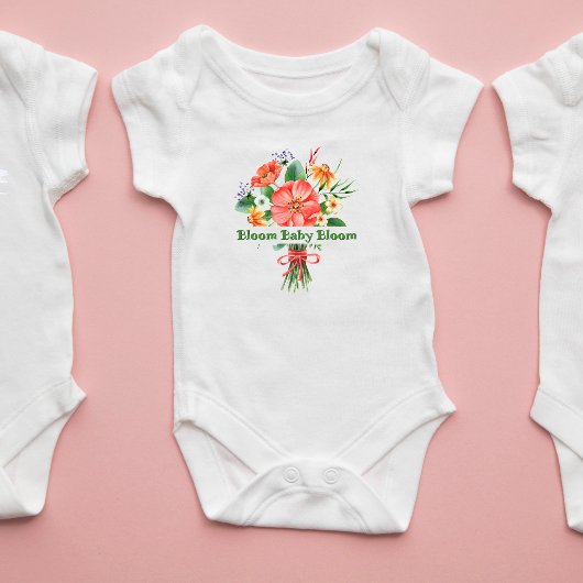 "Bloom Baby Bloom" Waterverf Bloemen Bodysuit