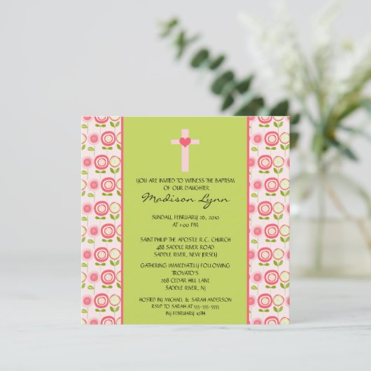  Bloom Baby Girl Baptisme Inname Kaart (Staand voorkant)