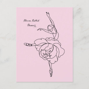 Bloom Ballet Dancer met Floral Touch Gepersonalise Briefkaart