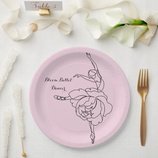 Bloom Ballet Dancer met Floral Touch Gepersonalise Papieren Bordje (Huwelijk)