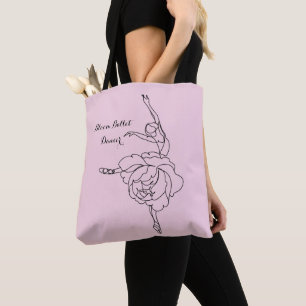 Bloom Ballet Dancer met Floral Touch Gepersonalise Tote Bag