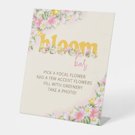 Bloom Bar Boeket Mosterd & Roze Wildflower Reclamebord Met Voetstuk