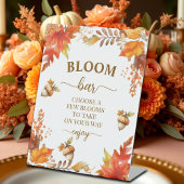 Bloom Bar Herfst Boho Floral Vrijgezellenfeest Reclamebord Met Voetstuk