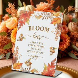 Bloom Bar Herfst Boho Floral Vrijgezellenfeest Reclamebord Met Voetstuk