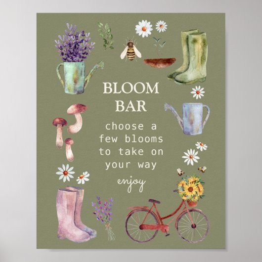 Bloom Bar Tuin Baby shower Teken Poster (Voorkant)