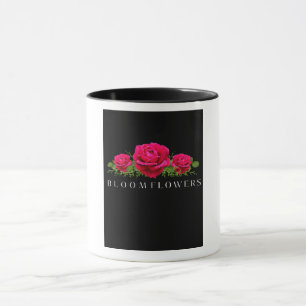 Bloom Bloemen Elegante Roze Roos Esthetisch Zwart Mok